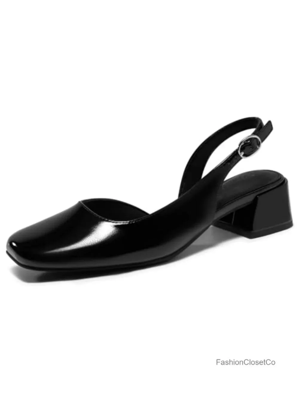 Women's Chunky Low Heel Slingback Pumps Square Toe D'Orsay Work Office Dress